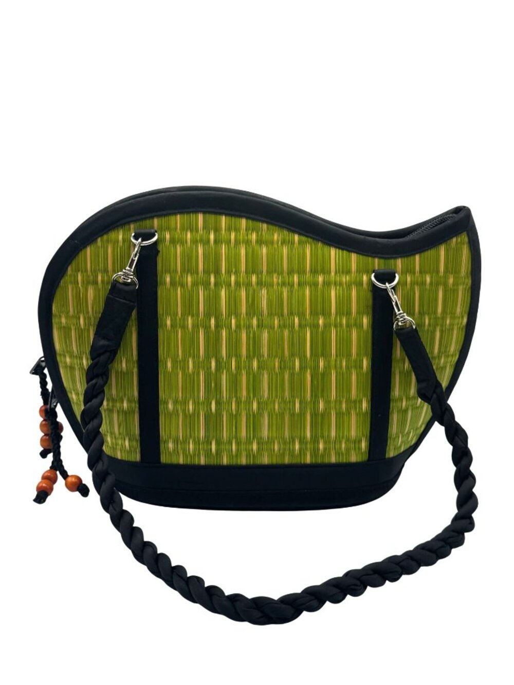 Baskets of Cambodia Kiri Wave Shoulder Bag Purse Medium Green Woven 2032 - Picture 9 of 15